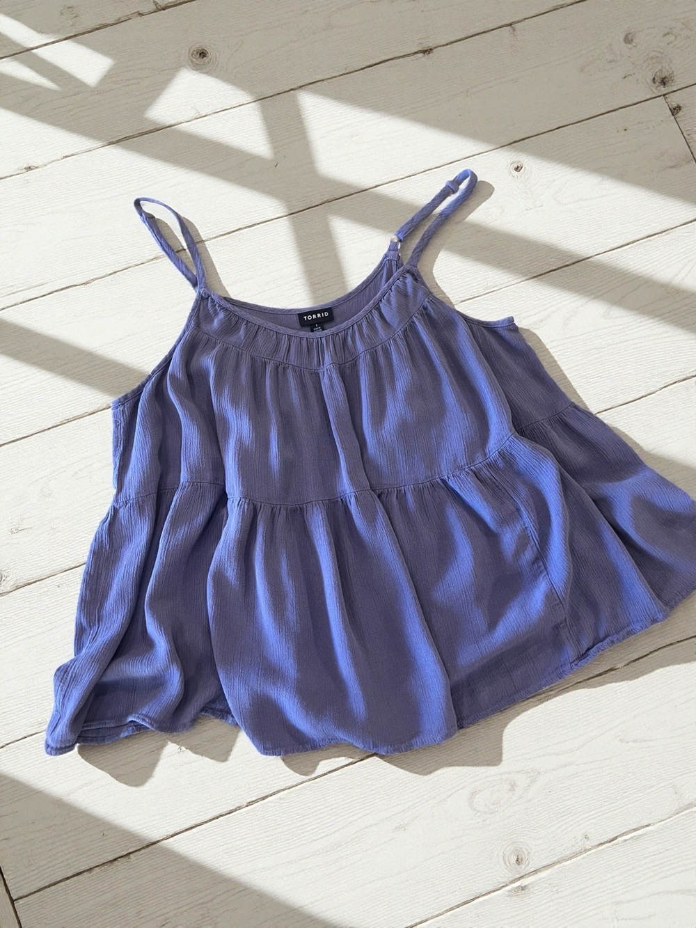 Torrid Lavender Tiered Adjustable Spaghetti Strap Swing Top